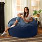 Jaxx Saxx 4" Large Round Bean Bag Chair in Navy Blue, , large
