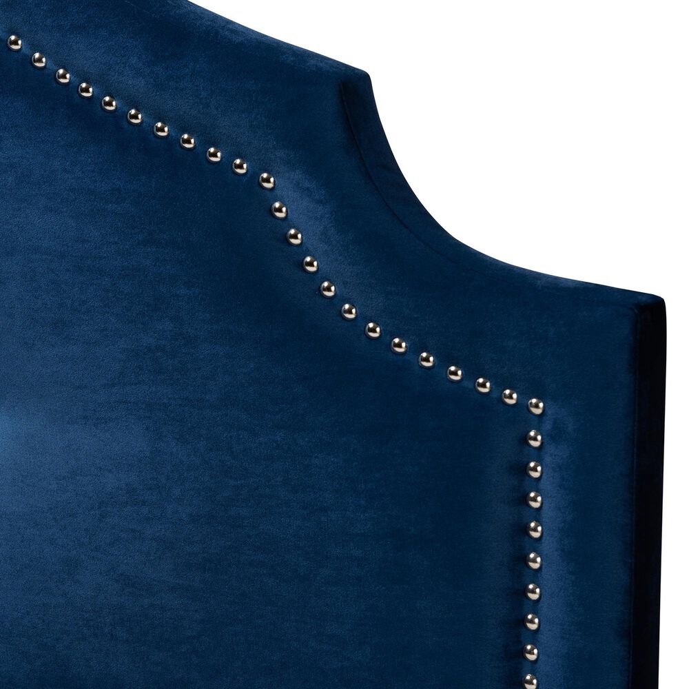 Baxton Studio Cora Queen Upholstered Panel Headboard in Royal Blue, , large