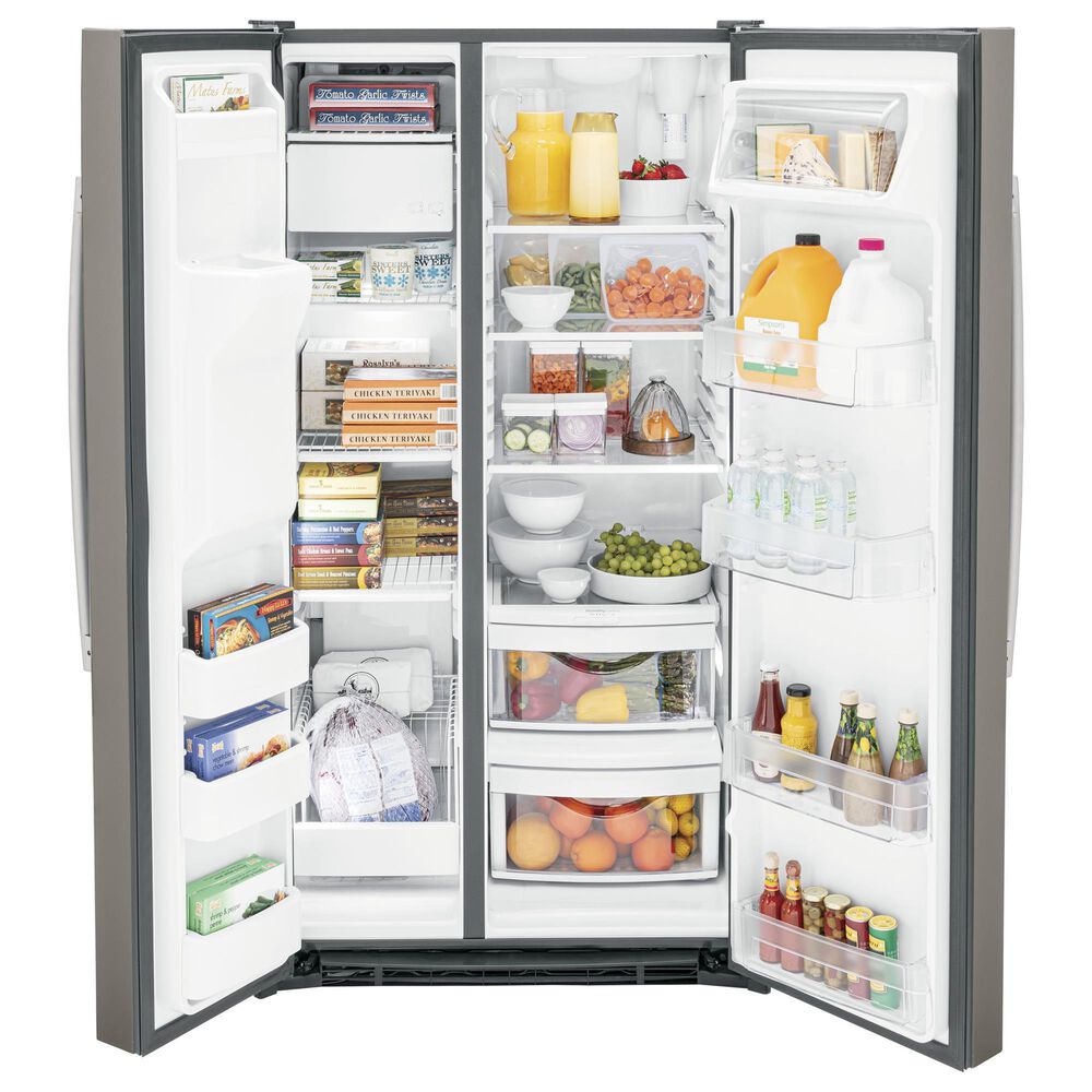 GE Appliances 25.3 Cu. Ft. Side by Side Refrigerator with External Dispenser in Fingerprint Resistant Slate, , large