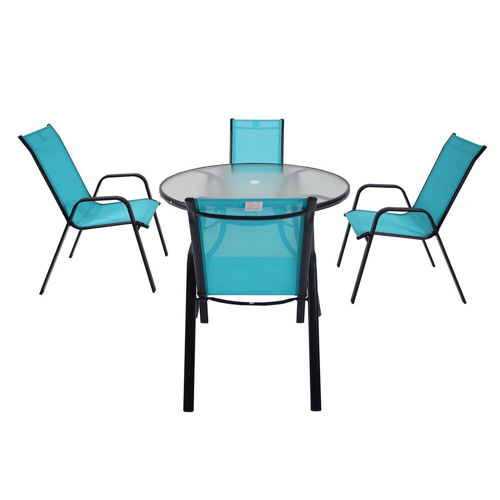 Redline Creation Inc. Loni Birch 5-Piece Outdoor Dining Set in Turquoise, , large