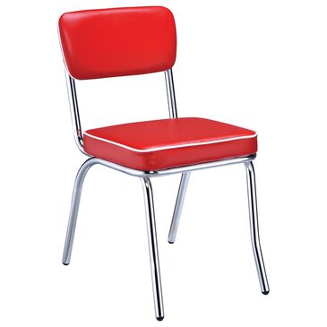 Pacific Landing Cleveland Retro Chair with Red Cushion in Chrome (Set of 2), , large