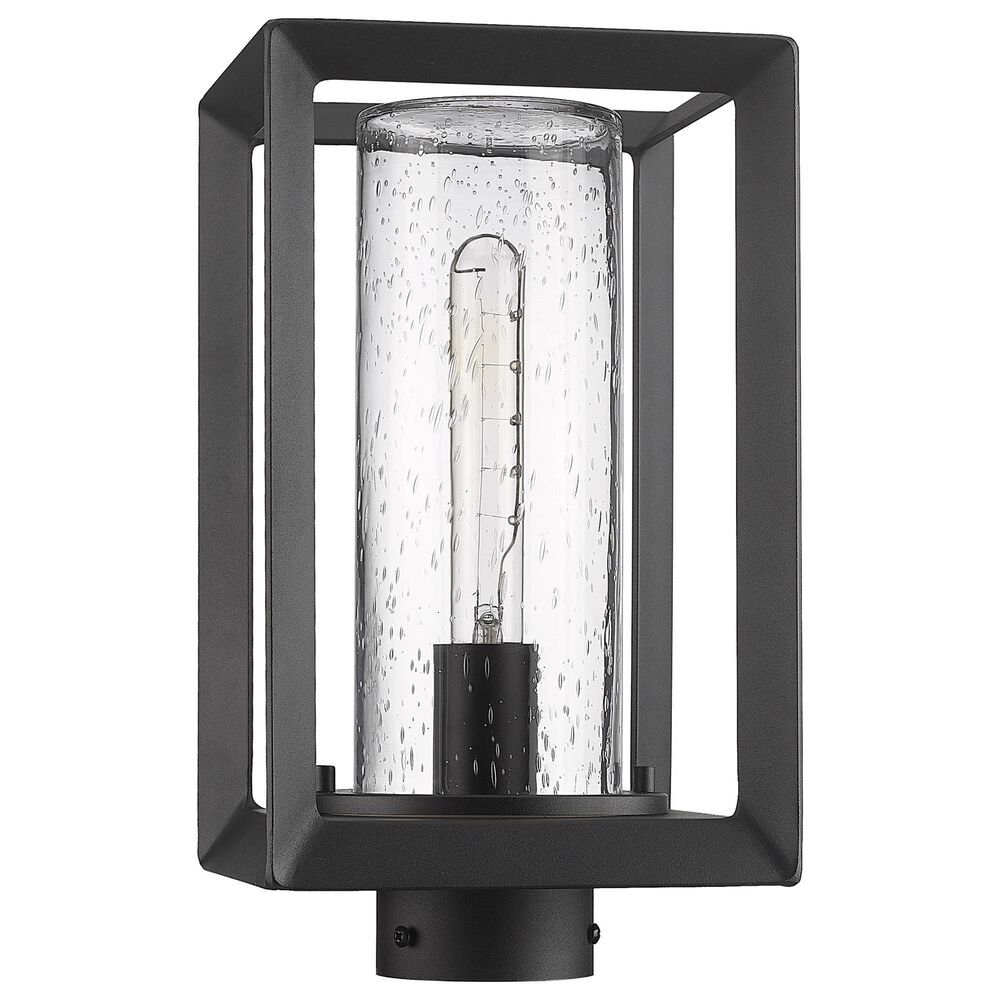 Golden Lighting Smyth 1-Light Outdoor Post Mount with Seeded Glass Shade in Natural Black, , large