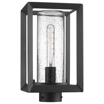 Golden Lighting Smyth 1-Light Outdoor Post Mount with Seeded Glass Shade in Natural Black, , large