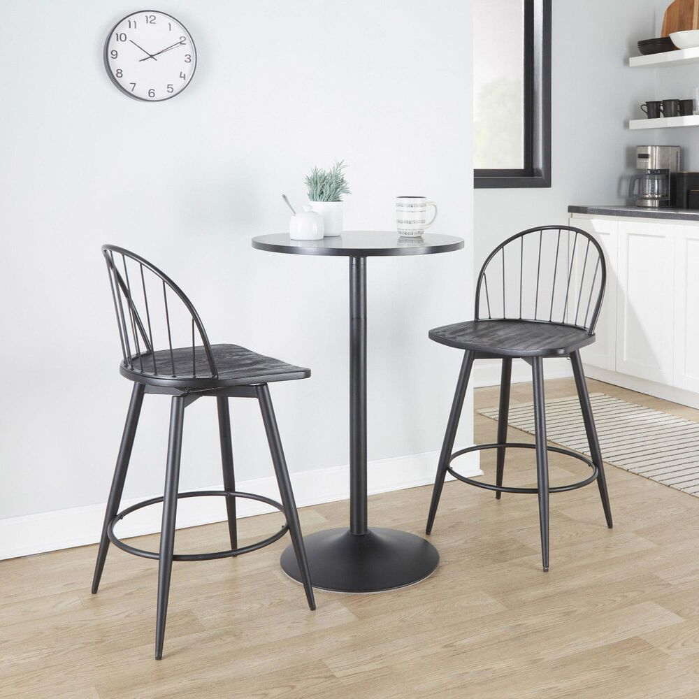 Lumisource Riley 26&quot; Swivel Counter Stool in Black &#40;Set of 2&#41;, , large