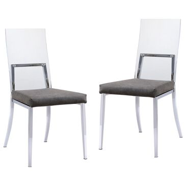 Furniture of America Mcallister Side Chair in Chrome (Set of 2), , large