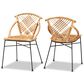 Baxton Studio Pro Arm Chair in Natural Brown and Black (Set of 2), , large