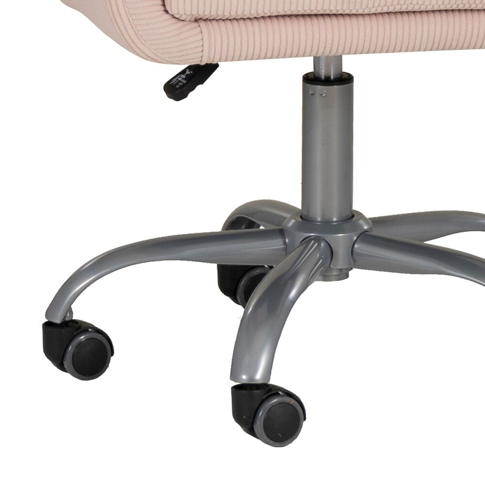 Linon Home Decor Rylen Office Chair with Pink Cushion in Silver, , large