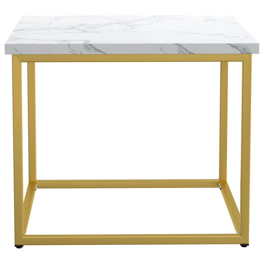 Golden Wave Furniture Driscoll End Table in Gray, White and Gold, , large