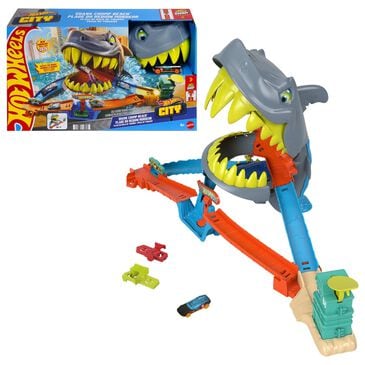 Hot Wheels City Shark Chomp Beach Playset with 1:64 Scale Die-Cast Toy Car, , large
