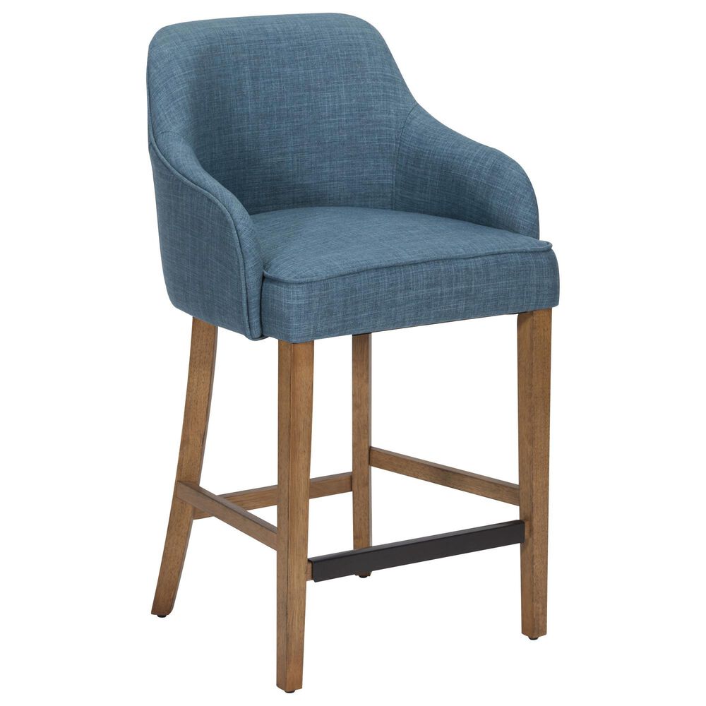 Valor Living Paloma 26" Counter Stool with Navy Upholstery in Medium Oak, , large