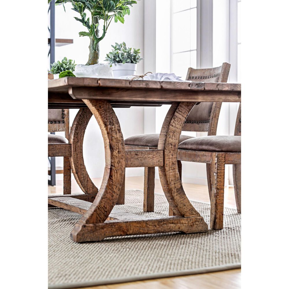 Furniture of America Mcinnis Dining Table in Rustic Pine, , large