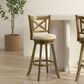 Armen Living Kodi Swivel Bar Height Stool with Light Scone Upholstery in Sepia Brown, , large