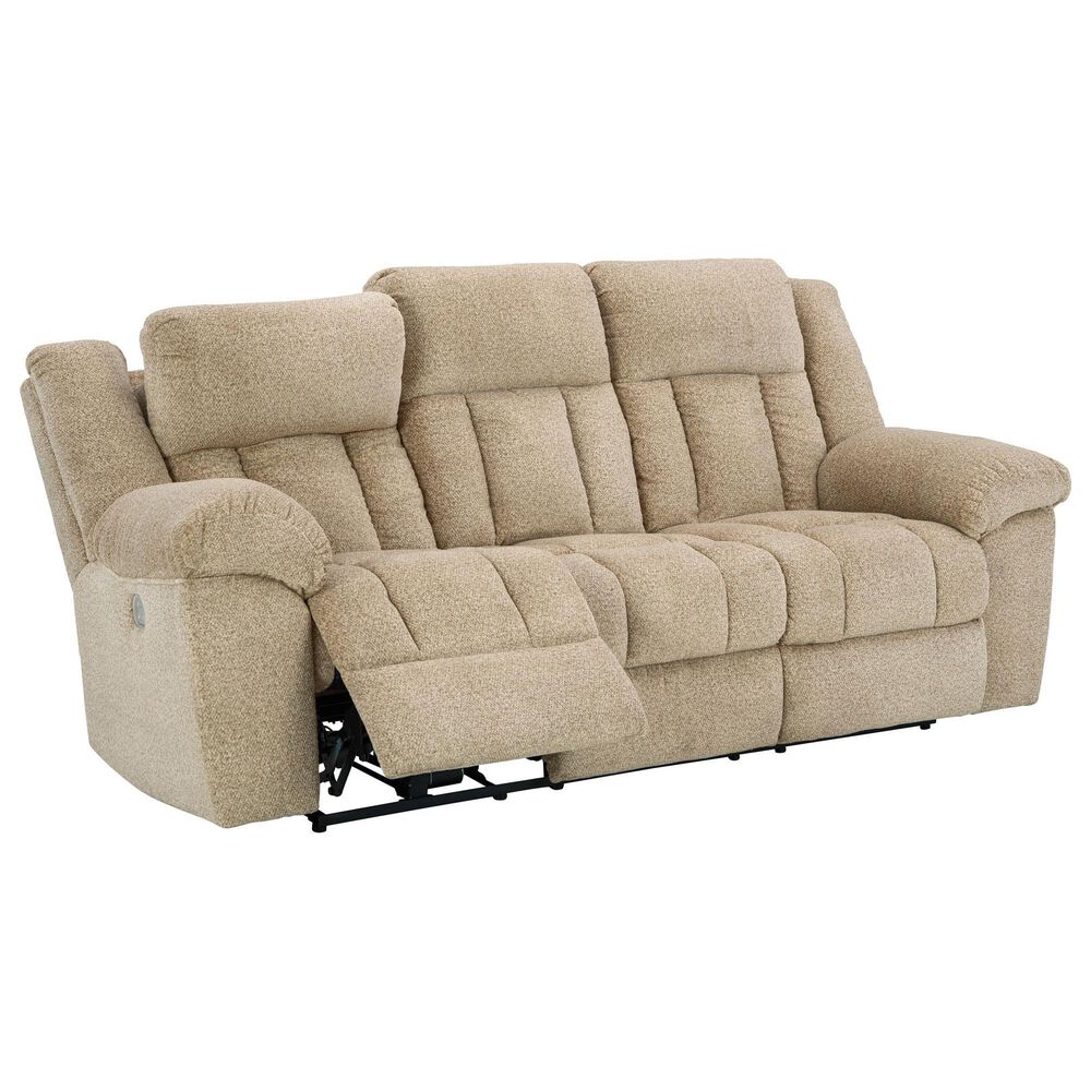 Ashley Tip-Off Power Reclining Sofa with Adjustable Headrest in Wheat, , large