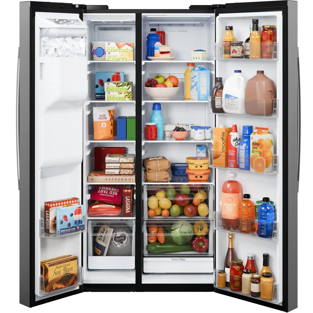 GE Appliances 24 Cu. Ft. Counter-Depth Side-By-Side Refrigerator with Extra Tall Dispenser and Energy Star in Fingerprint Resistant Stainless Steel, , large