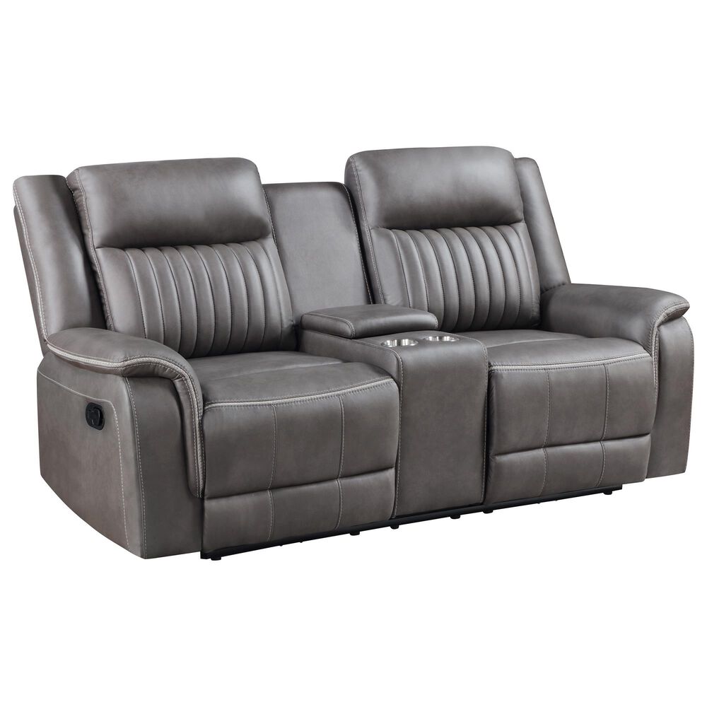 New Heritage Design Enzo Manual Reclining Loveseat in Gray, , large