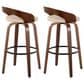 LumiSource Grotto 30" Swivel Barstool with Cream Faux Leather Upholstery in Walnut and Black (Set of 2), , large