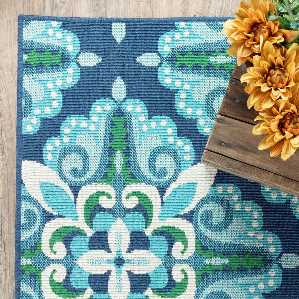 Oriental Weavers Meridian 2206B 2&#39;3&quot; x 7&#39;6&quot; Blue Runner, , large