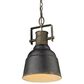 Golden Lighting Quarry 1-Light Pendant in Antique Black Iron and Gold, , large