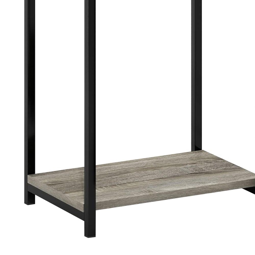HOMLUX 2-Tier Metal Frame End Table with Open Shelf in French Oak Grey and Black (Set of 2), , large
