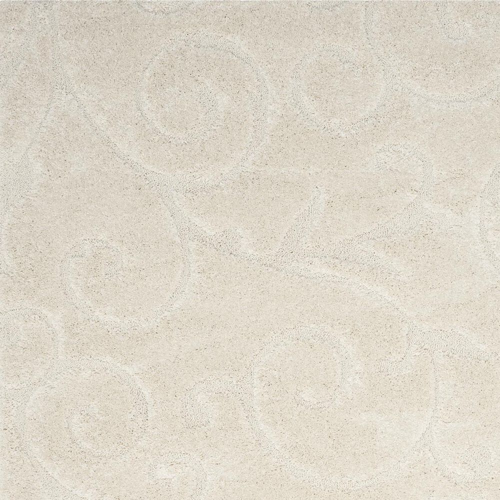 Safavieh Florida Shag SG455-1111-5R 5&#39; x 5&#39;  Creme/Creme Round Rug, , large
