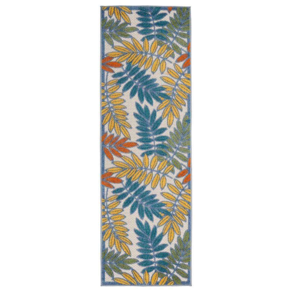 Nourison Aloha ALH18 2"3" x 10" Ivory and Multicolor Indoor/Outdoor Runner, , large