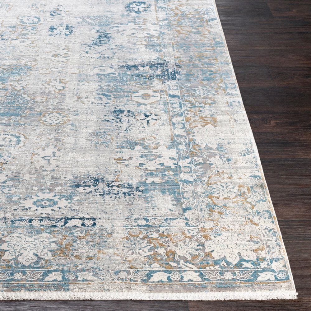 Surya Solar 3&#39; x 5&#39; Dark Blue, Charcoal, Light Gray, White and Saffron Area Rug, , large