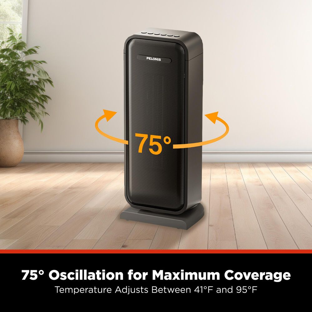 Pelonis Indoor Space Heater with 75 Degree Oscillation &amp; Remote, , large