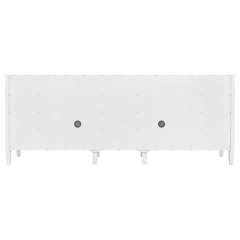 James Martin Brittany 84" Double Bathroom Vanity in Bright White with 3 cm Eternal Jasmine Pearl Top, Rectangular Sinks and FreePower Wireless Charger, , large