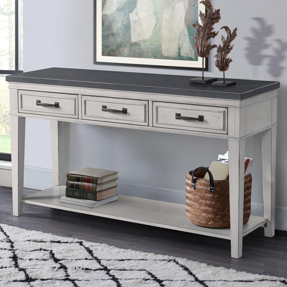 Martin Svensson Home Del Mar Sofa Table in Antique White/Grey, , large