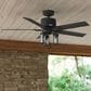Hunter Lawndale 52" Outdoor Ceiling Fan with LED Lights in Matte Black, , large