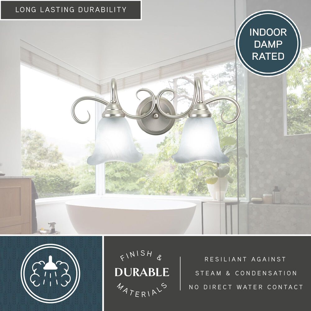 Vaxcel Bella 2-Light Bathroom Vanity Fixture in Brushed Nickel, , large