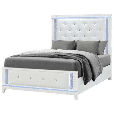 Global Furniture USA Alina Queen Panel Bed with LED in White, , large