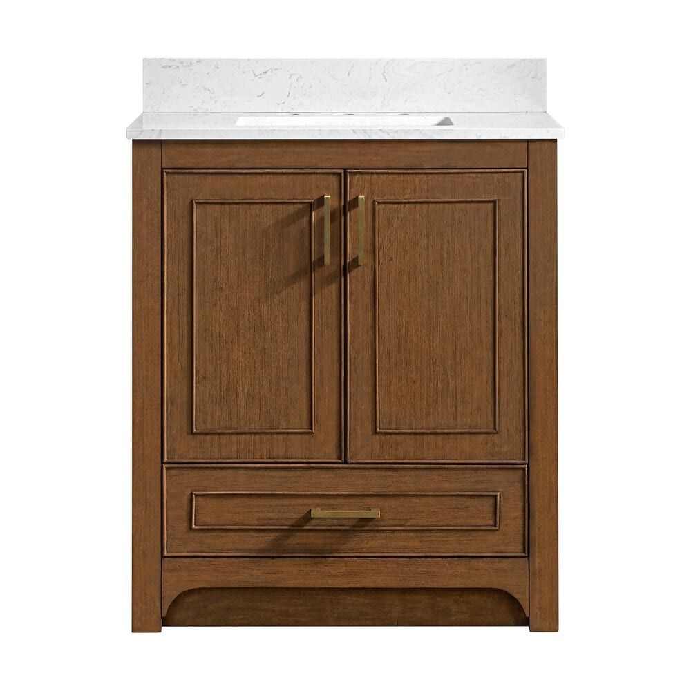 37B Lucerne 30" Single Bathroom Vanity in Dark Maplewood with Marble Top and Backsplash, , large