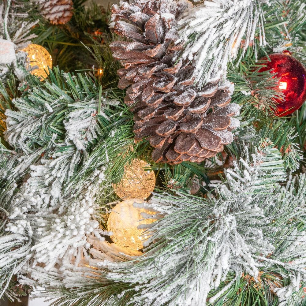 The Gerson Company 4.5&#39; Pre-Lit Pine Artificial Christmas Tree with White LED Lights in Green, , large