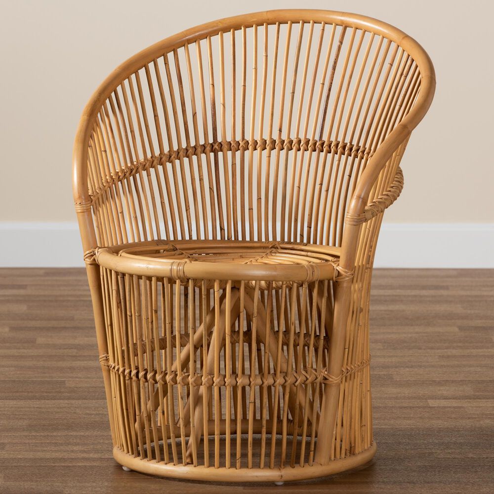 Baxton Studio Narva Rattan Accent Chair in Natural Brown, , large