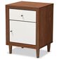 Baxton Studio Harlow 1-Drawer Nightstand in White and Walnut, , large