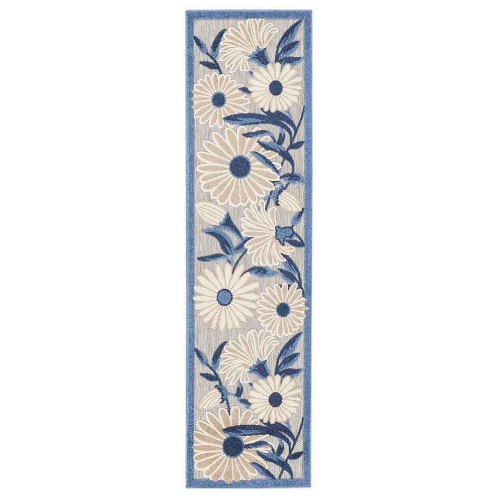 Nourison Aloha 2"3" x 12" Blue and Grey Indoor/Outdoor Runner, , large