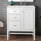 James Martin Vanities Addison 30" Single Bathroom Vanity in Glossy White with 3 cm Lime Delight Quartz Top and Rectangular Sink, , large