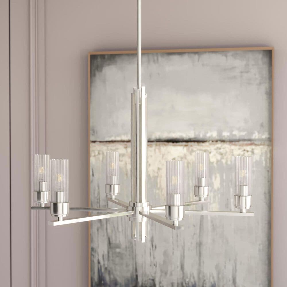 Hunter Gatz 6-Light Chandelier in Brushed Nickel, , large