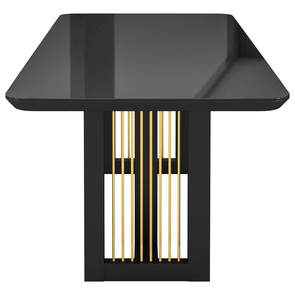Rta Products Llc Modern Dining Table with Painted Glass Top in Black and Gold, , large