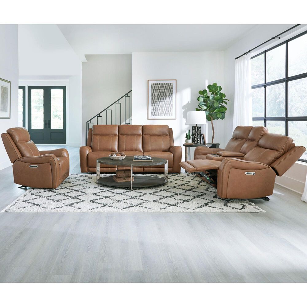 Simeon Collection Haywood Power Glider Recliner with Headrest in Butternut, , large