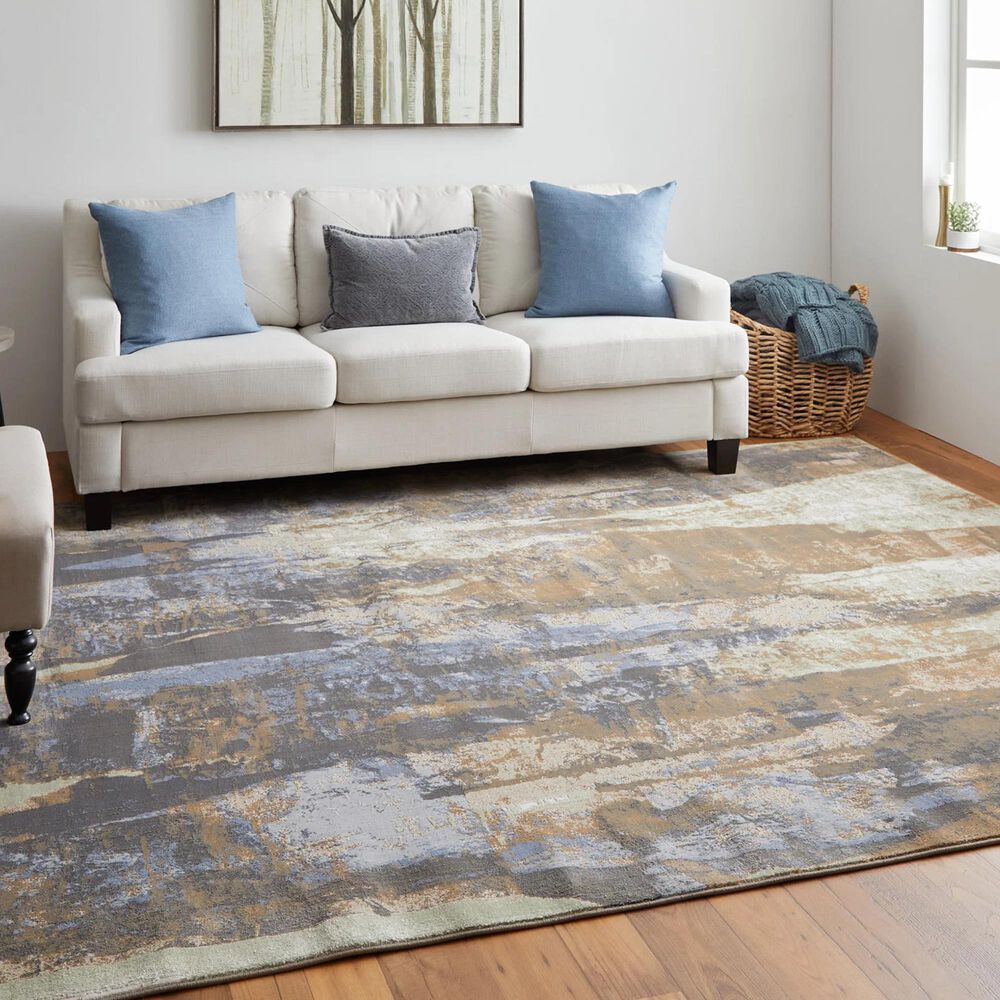 Feizy Clio 7&#39;9&quot; x 10&#39; Blue and Tan Area Rug, , large