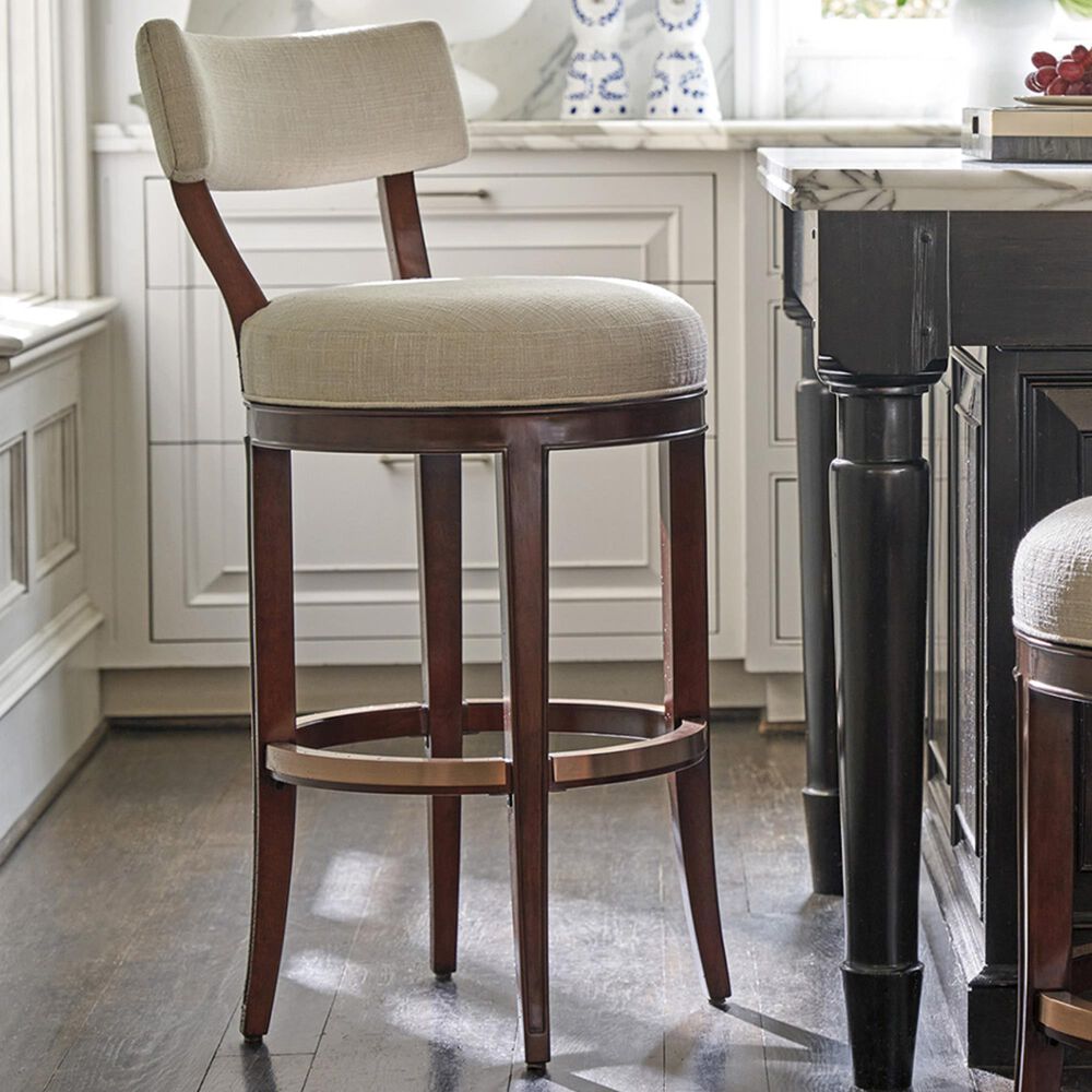 Lexington Home Brands Rendezvous Giles Upholstered Swivel Bar Stool in Biscayne, , large