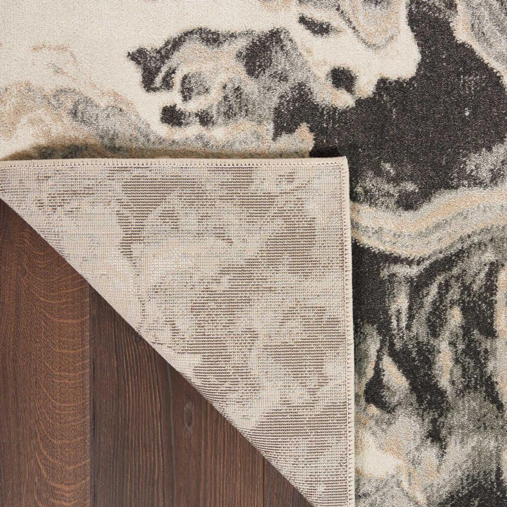 Nourison Elegance 2&#39;2&quot; x 7&#39;6&quot; Charcoal, Beige and Cream Runner, , large