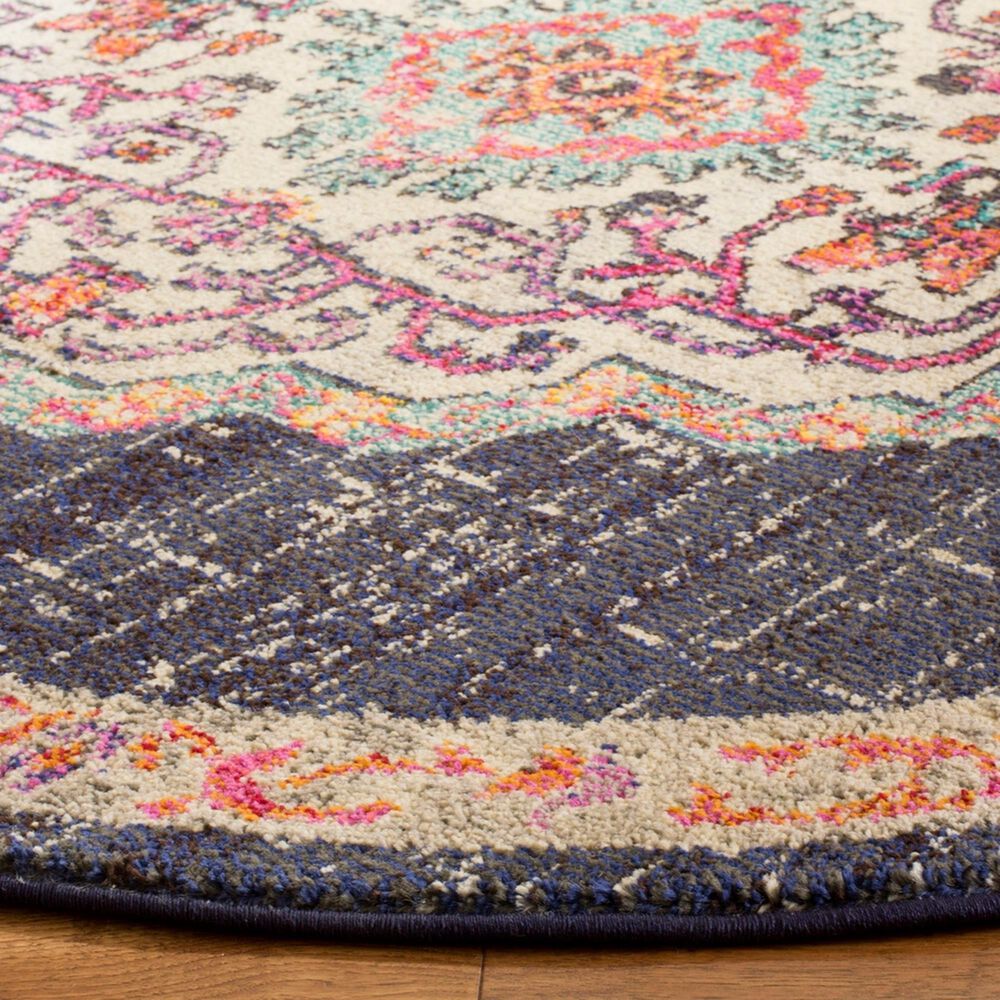 Safavieh Monaco MNC254Z 5&#39; Round Black and Blue Area Rug, , large