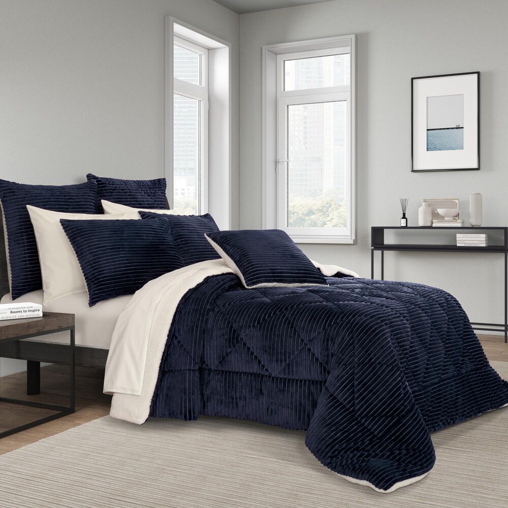 J. Queen New York Everett 3-Piece King/California King Comforter Set in Navy, , large