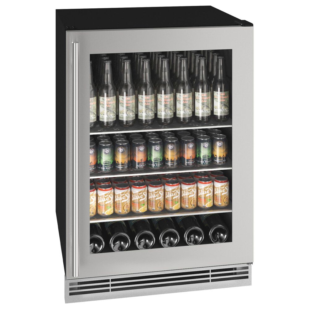 U-Line 5.7 Cu. Ft. Beverage Center with Glass Door in Stainless Steel, , large