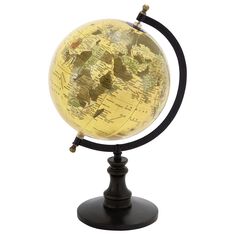 Maple and Jade 14in x 9in Globe in Brown Orb and Black