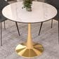 Leisuremod Leisuremod Bristol 31 round dining table Gold base with White Sintered stone Top, , large