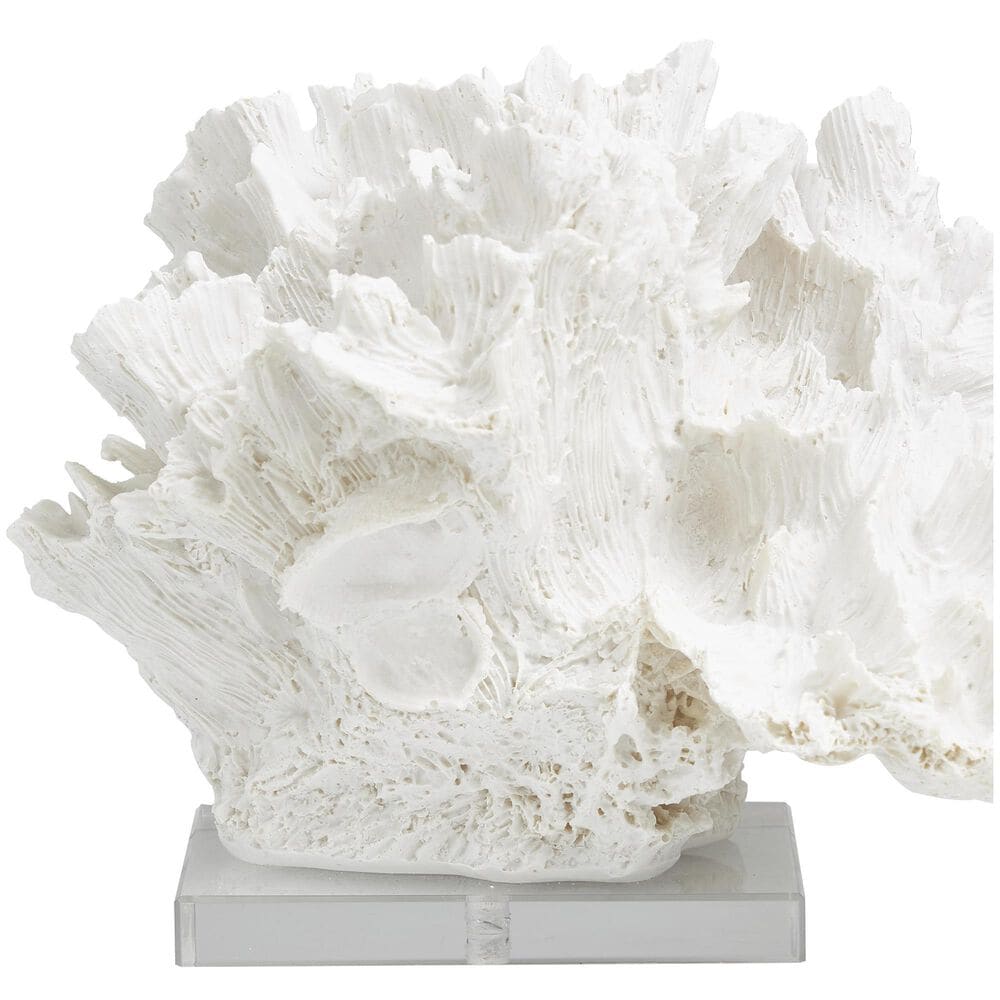 Maple and Jade Coral Decorative Sculpture in Textured White and Clear, , large